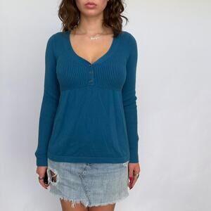 Moda International Blue Henley Sweater